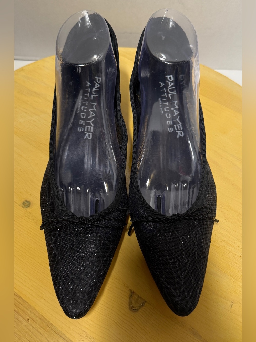 Paul Mayer Attitudes Black Galaxy Mesh Shimmer Pointed Toe Kitten Heel Pumps-11